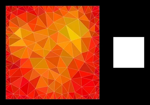 Vector Polygonal Square Shape Icon with Flame Gradient Stock Illustration