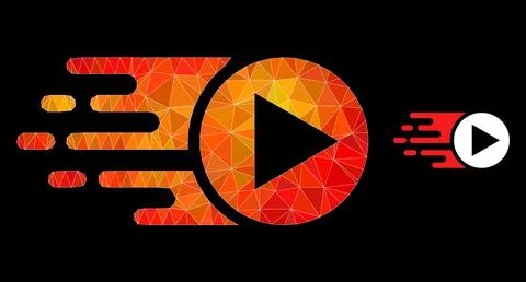 Vector Polygonal Start Play Icon with Flame Gradient Stock Illustration