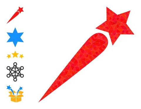 Vector Polygonal Startup Star Icon and Bonus Icons Illustrazione stock