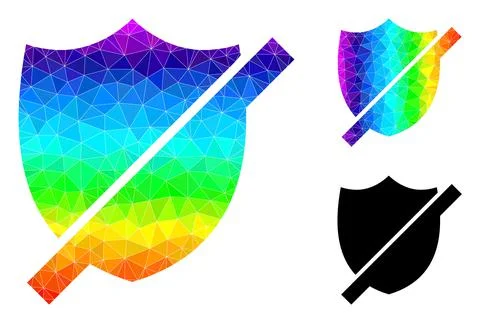 Vector Polygonal Stop Shield Icon with Spectral Colored Gradient Stock Illustration
