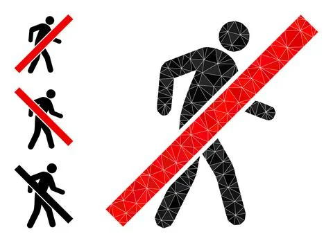 Vector Polygonal Stop Walking Man Icon and Similar Icons Stock Illustration