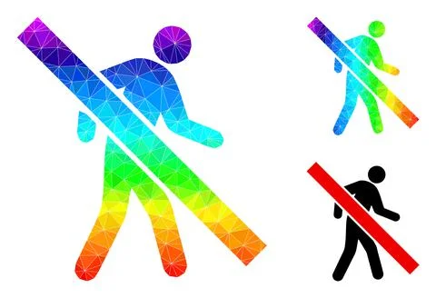 Vector Polygonal Stop Walking Pedestrian Icon with Rainbow Gradient Stock Illustration