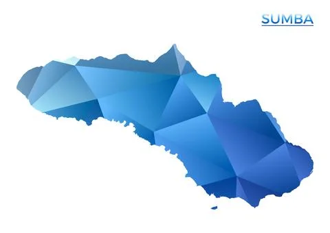 Vector polygonal Sumba map. Vibrant geometric island in low poly style. Cap.. Stock Photos
