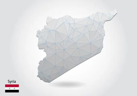 Vector polygonal Syria map. Low poly design. map made of triangles on white b Stock Illustration