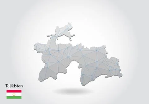 Vector polygonal tajikistan map. Low poly design. map made of triangles on wh Stock Illustration