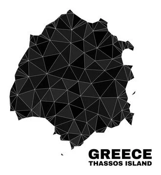 Vector Polygonal Thassos Island Map イラスト素材
