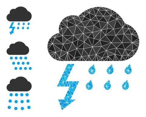Vector Polygonal Thunderstorm Icon and Other Icons Stockillustratie