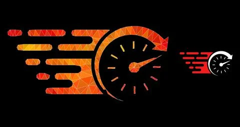 Vector Polygonal Time Icon with Flame Gradient Stock Illustration