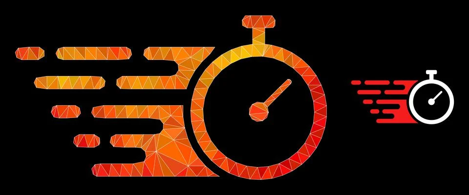 Vector Polygonal Time Tracker Icon with Flame Gradient 스톡 일러스트