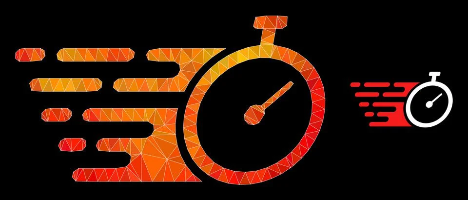 Vector Polygonal Time Tracker Icon with Flame Gradient Stock Illustration
