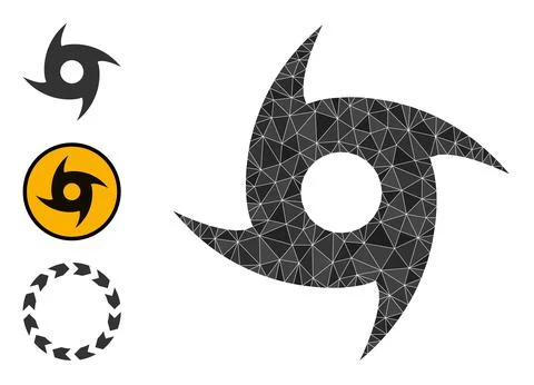 Vector Polygonal Tornado Icon with Similar Icons Stock Illustration