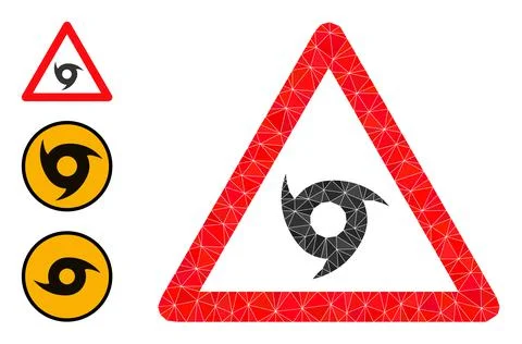 Vector Polygonal Tornado Warning Icon with Bonus Icons Stock Illustration