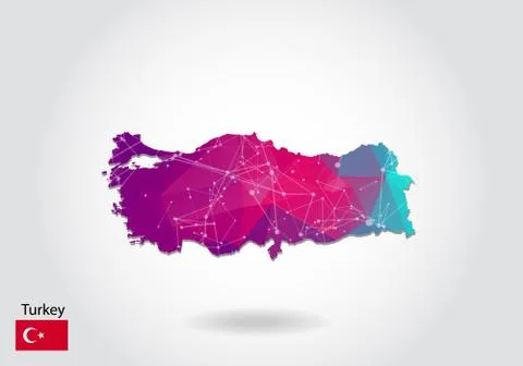 Vector polygonal turkey map. Low poly design. map made of triangles on white  스톡 일러스트