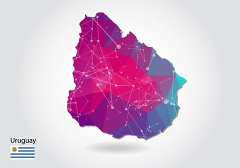 Vector polygonal Uruguay map. Low poly design. map made of triangles on white Stock Illustration