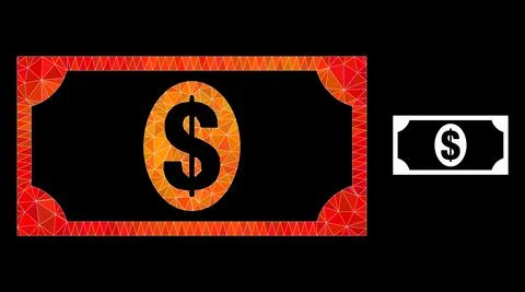 Vector Polygonal Usd Banknote Icon with Fire Gradient Stock Illustration