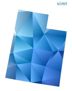 Vector polygonal Utah map. Vibrant geometric us state in low poly style. Ap.. Ilustração Stock