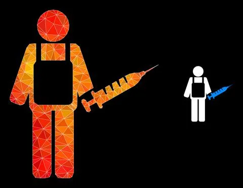 Vector Polygonal Vaccination Medic Icon with Flame Gradient Illustrazione stock