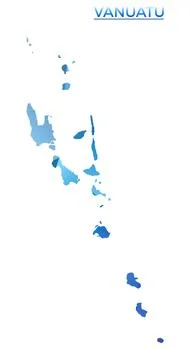 Vector polygonal Vanuatu map. Vibrant geometric country in low poly style. .. Stock Illustration