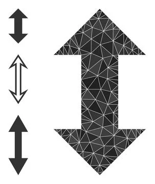 Vector Polygonal Vertical Exchange Arrows Icon and Bonus Icons Stock Illustration
