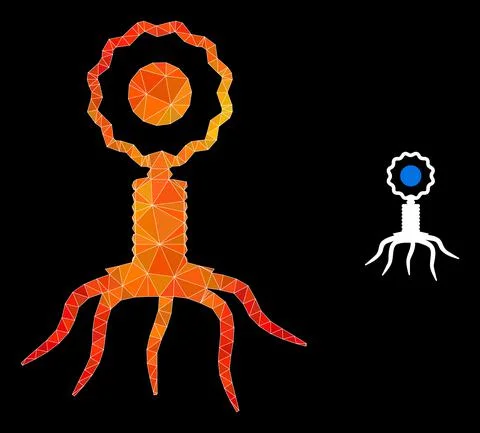 Vector Polygonal Virus Cell Icon with Flame Gradient Illustrazione stock