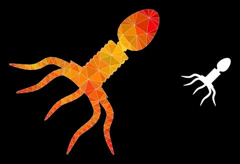 Vector Polygonal Virus Structure Icon with Fire Gradient Illustrazione stock