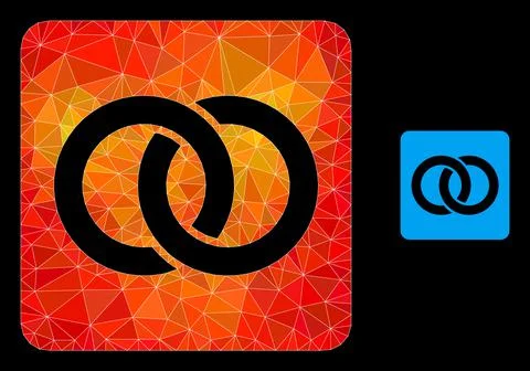 Vector Polygonal Wedding Rings Icon with Fire Gradient Stockillustratie