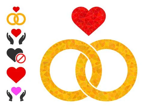 Vector Polygonal Wedding Rings Icon and More Icons Stock Illustration