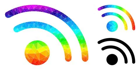 Vector Polygonal Wi-Fi Access Point Icon with Spectral Colored Gradient Stock Illustration