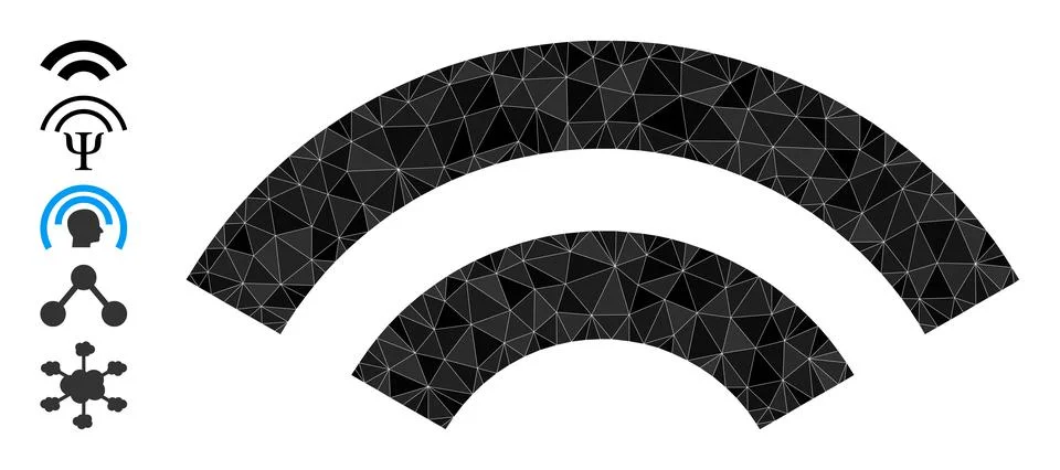 Vector Polygonal WiFi Waves Icon and More Icons 스톡 일러스트