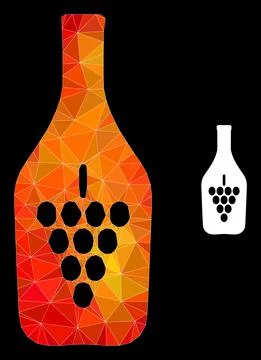 Vector Polygonal Wine Bottle Icon with Fire Gradient Stockillustratie