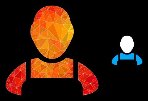 Vector Polygonal Worker Icon with Fire Gradient Stock Illustration