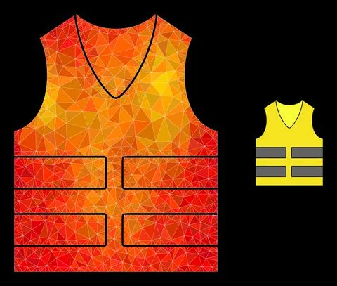 Vector Polygonal Yellow Vest Icon with Orange Colored Gradient Illustrazione stock