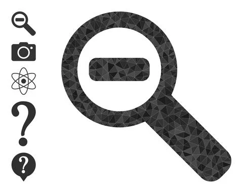 Vector Polygonal Zoom Out Icon and Other Icons Illustrazione stock