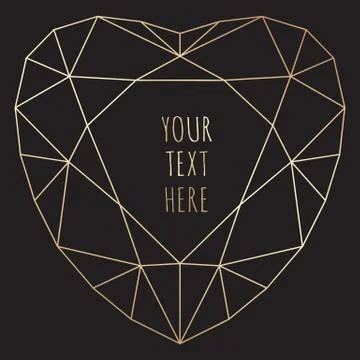 Vector Polygons Geometric gold Heart. Valentines Day Greeting Card Stock Illustration