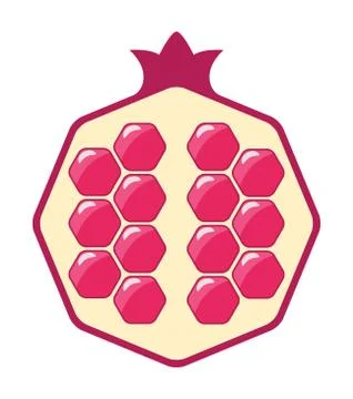Vector pomegranate cut icon Stock Illustration