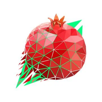 Vector pomegranate in low poly style Stock Illustration