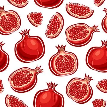 Vector Pomegranate Seamless Pattern Stock Illustration
