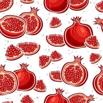 Vector Pomegranate Seamless Pattern Stock Illustration
