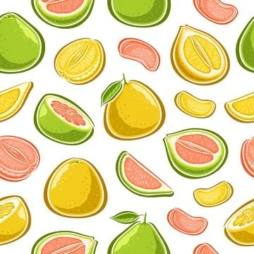 Vector Pomelo seamless pattern Stock Illustration