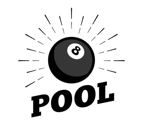 Vector pool billiard snooker sport ball logo icon sun burtst print hand drawn Stock-Illustration