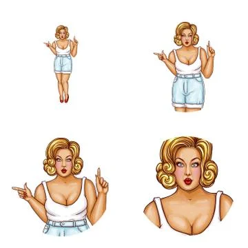 Vector pop art avatar of obese woman Stock-Illustration