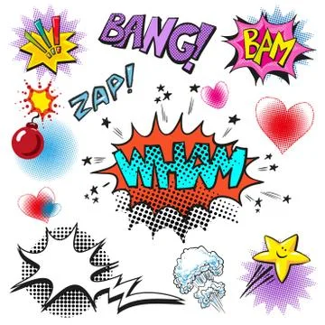 Vector pop art comic modern speech bubble set Illustrazione stock