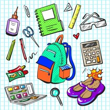 Vector pop art comic style fashion school patches set Stock Illustration