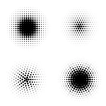 Vector pop art dotted halftone circles set Stock Illustration