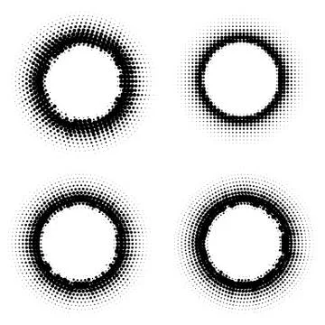 Vector pop art dotted halftone circles set Stock Illustration