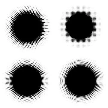 Vector pop art dotted halftone circles set Stock Illustration