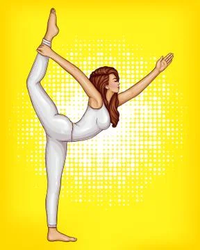Vector pop art girl does gymnastics, yoga Stock-Illustration