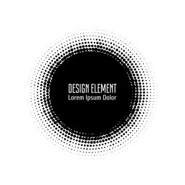 Vector pop art halftone logo black circle design Stock Illustration