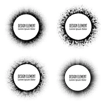 Vector pop art halftone logo circles set 스톡 일러스트