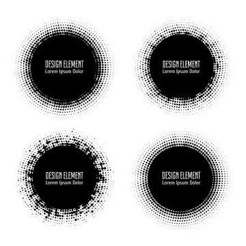Vector pop art halftone logo circles set 스톡 일러스트